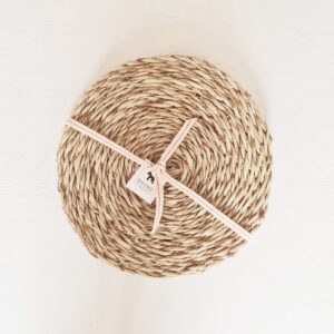 Woven natural grass placemats round