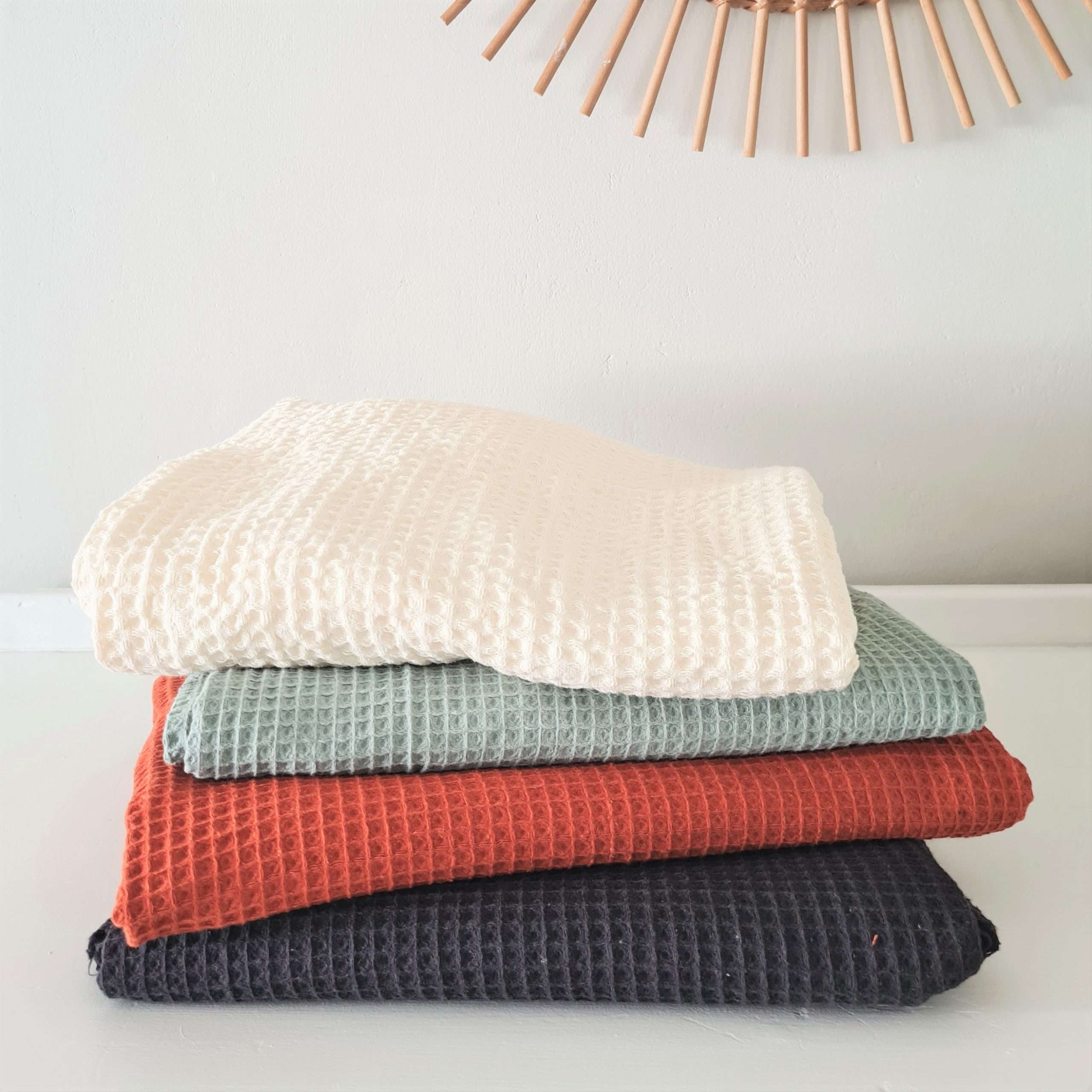 100% Cotton waffle weave towels EARTHY RANGE 100% Cotton waffle weave towels EARTHY RANGE