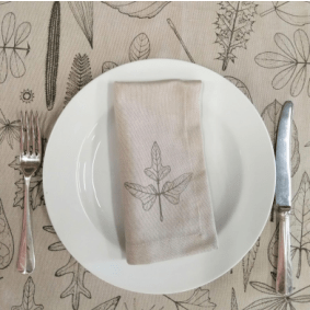 Screen printed tablecloth - organic leaf design