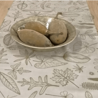 Screen printed table runner - Organic leaf design Screen printed table runner - Organic leaf design