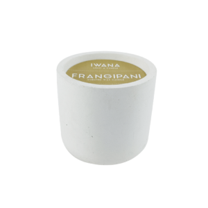 Oasis cement pot with frangipani scented candle