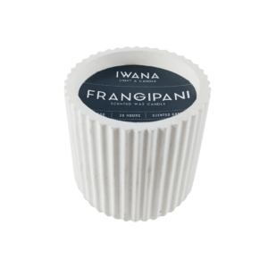 Bliss fluted cement pot with frangipani scented candle