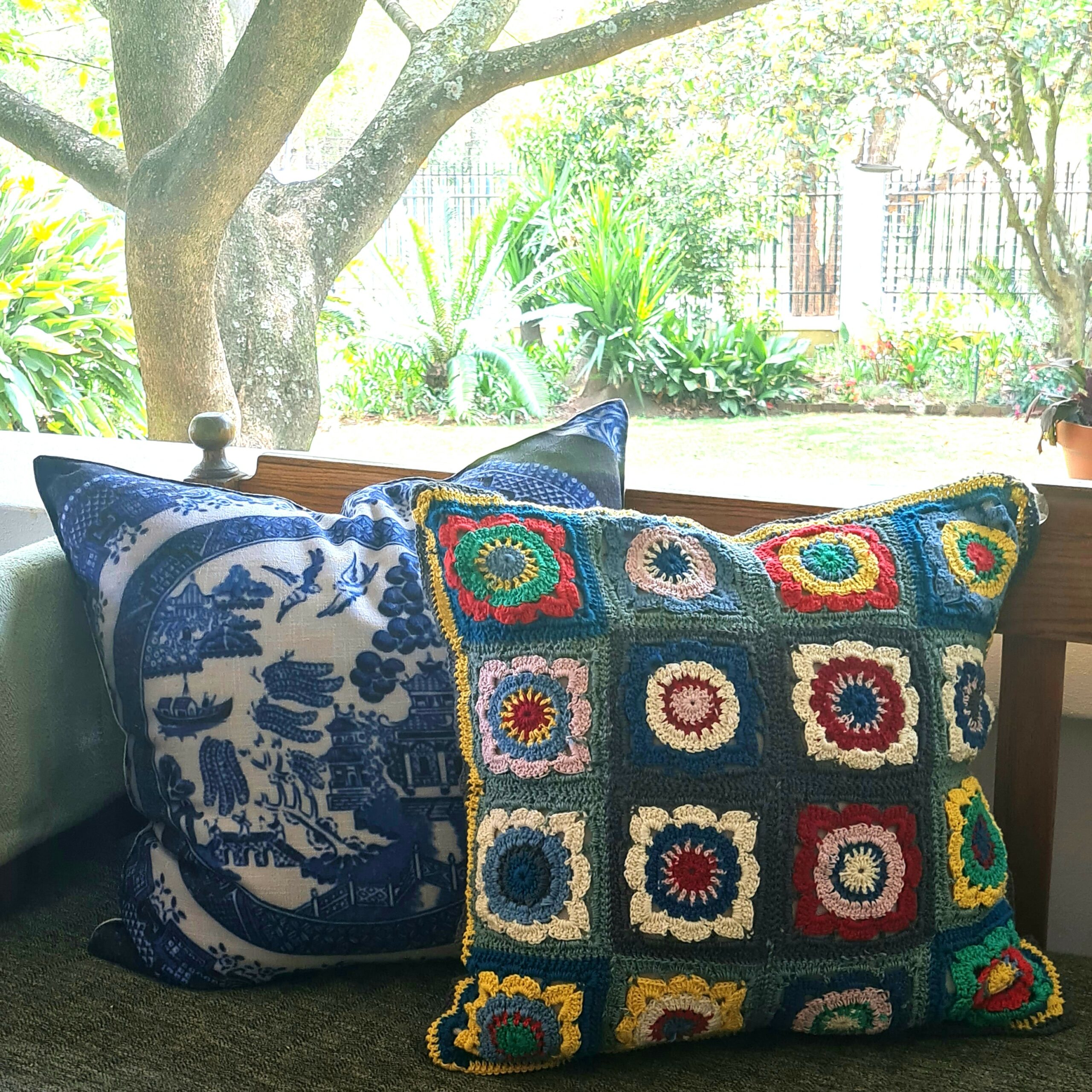 Hand crotcheted funky STATEMENT cushion cover Hand crotcheted funky STATEMENT cushion cover - Image 2