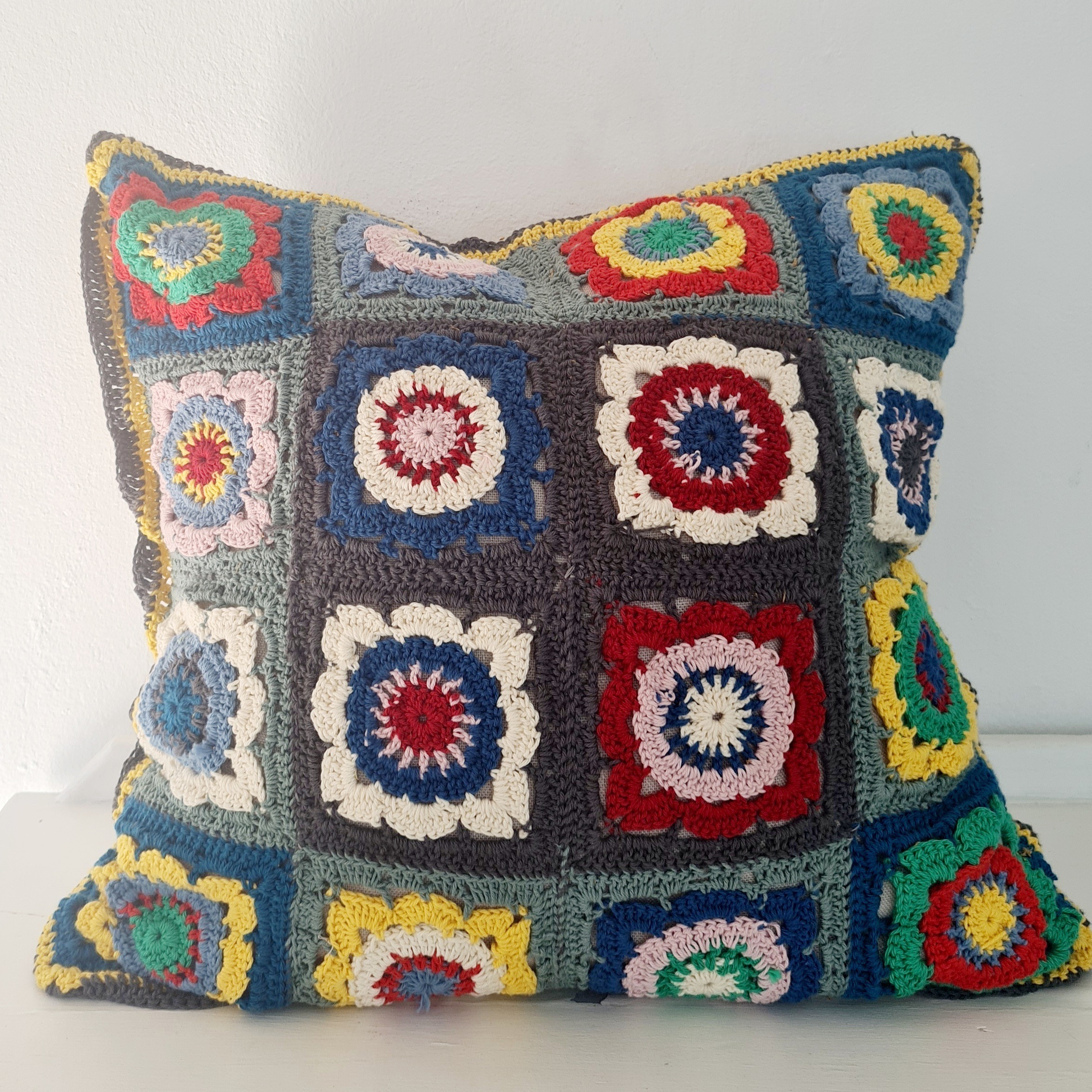 Hand crotcheted funky STATEMENT cushion cover Hand crotcheted funky STATEMENT cushion cover