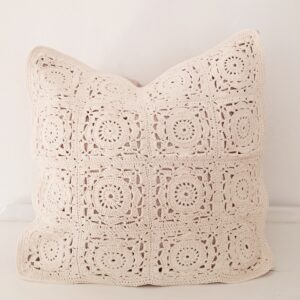 Natural cotton heirloom hand crotcheted cushion