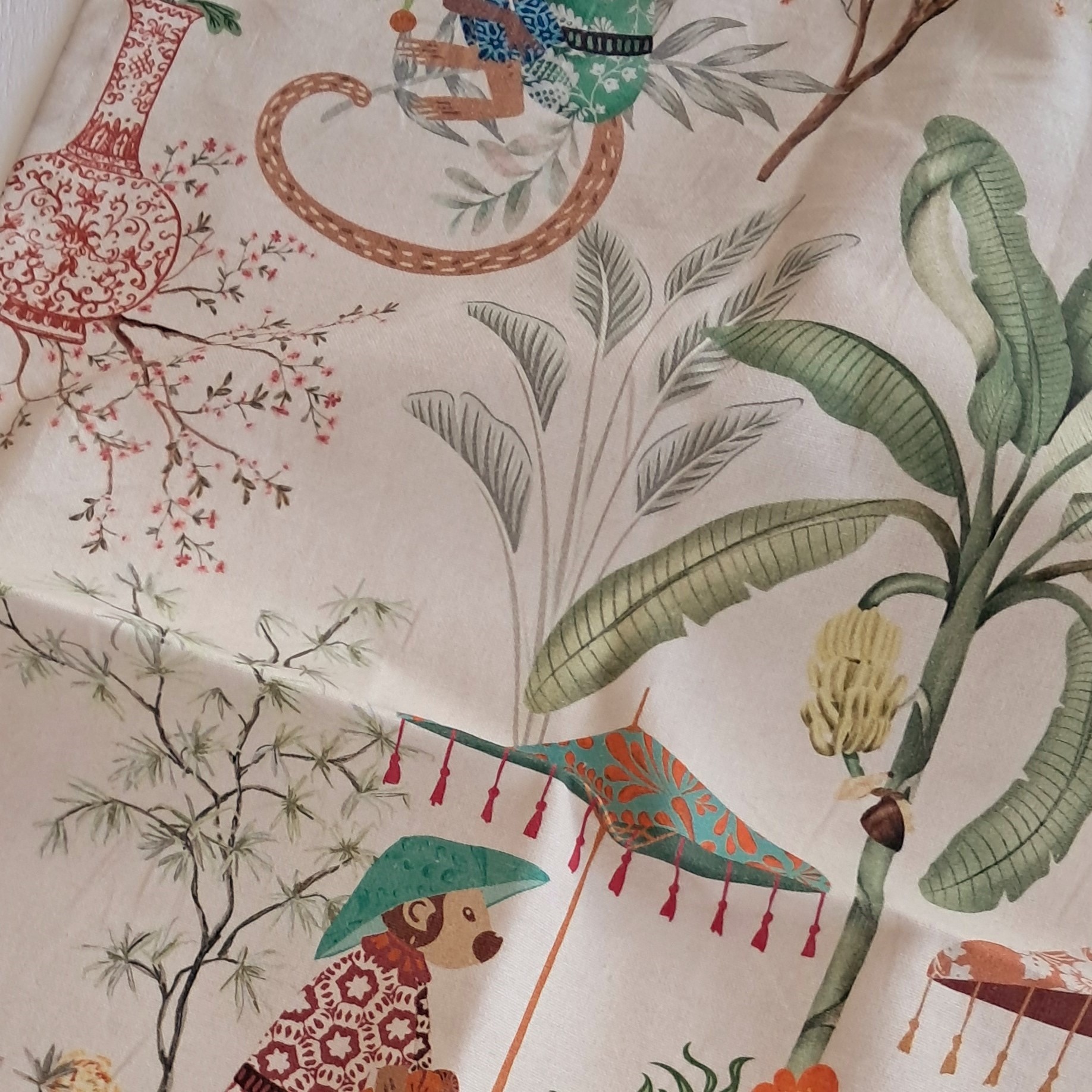 Floral monkey & french ticking tea towel set Floral monkey & french ticking tea towel set - Image 4