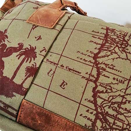 Screen printed weekend bag with african map print - OLIVE Screen printed weekend bag with african map print - OLIVE - Image 2