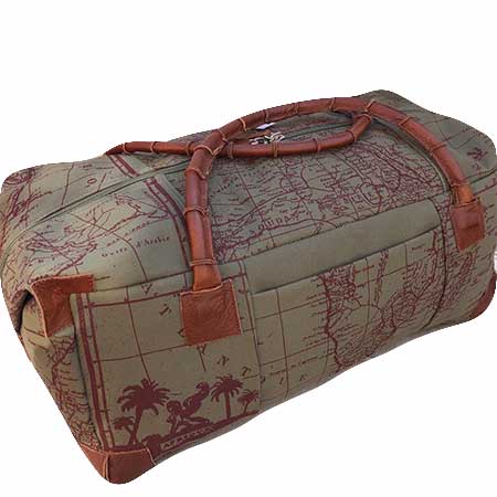 Screen printed weekend bag with african map print - OLIVE Screen printed weekend bag with african map print - OLIVE - Image 3