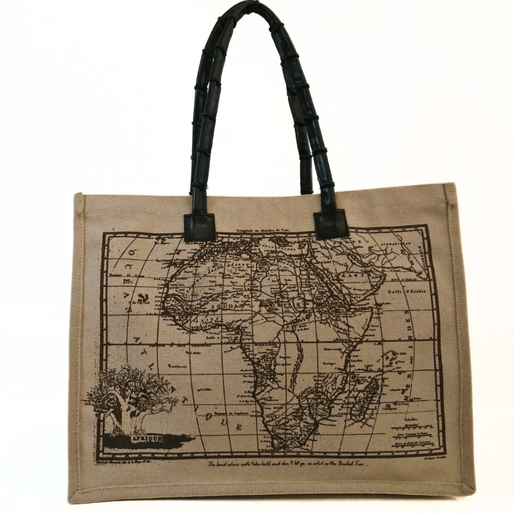 Screen printed Shopper bag with Africa map print Screen printed Shopper bag with Africa map print