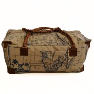 Screen printed weekend bag with african map print - Stone