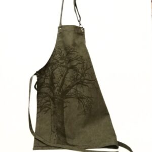 Baobab screenprinted Apron - OLIVE