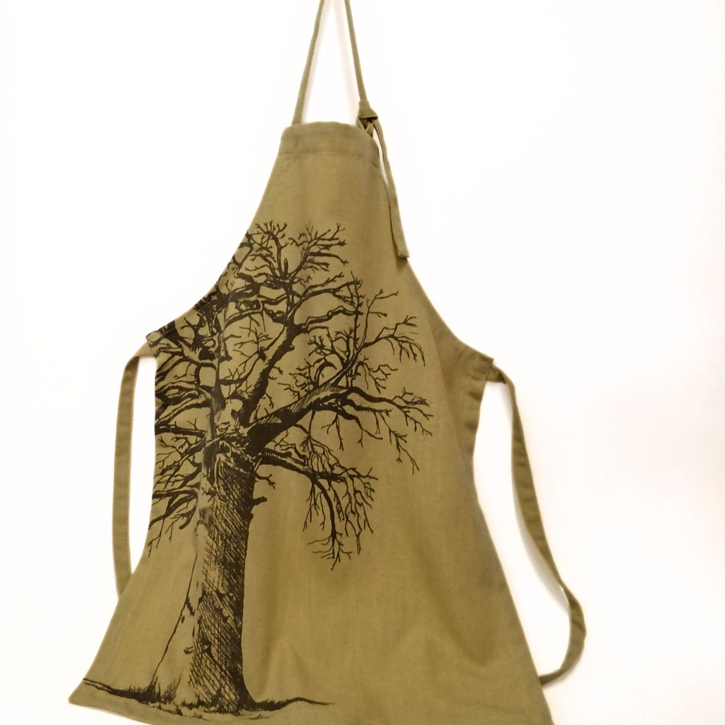 Baobab screenprinted Apron - soft mustard Baobab screenprinted Apron - soft mustard